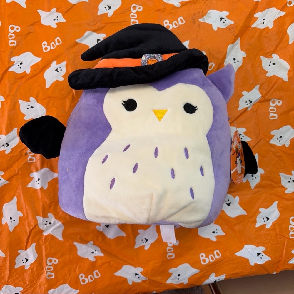 Squishmallows Holly Halloween Bag Owl with Black Hat